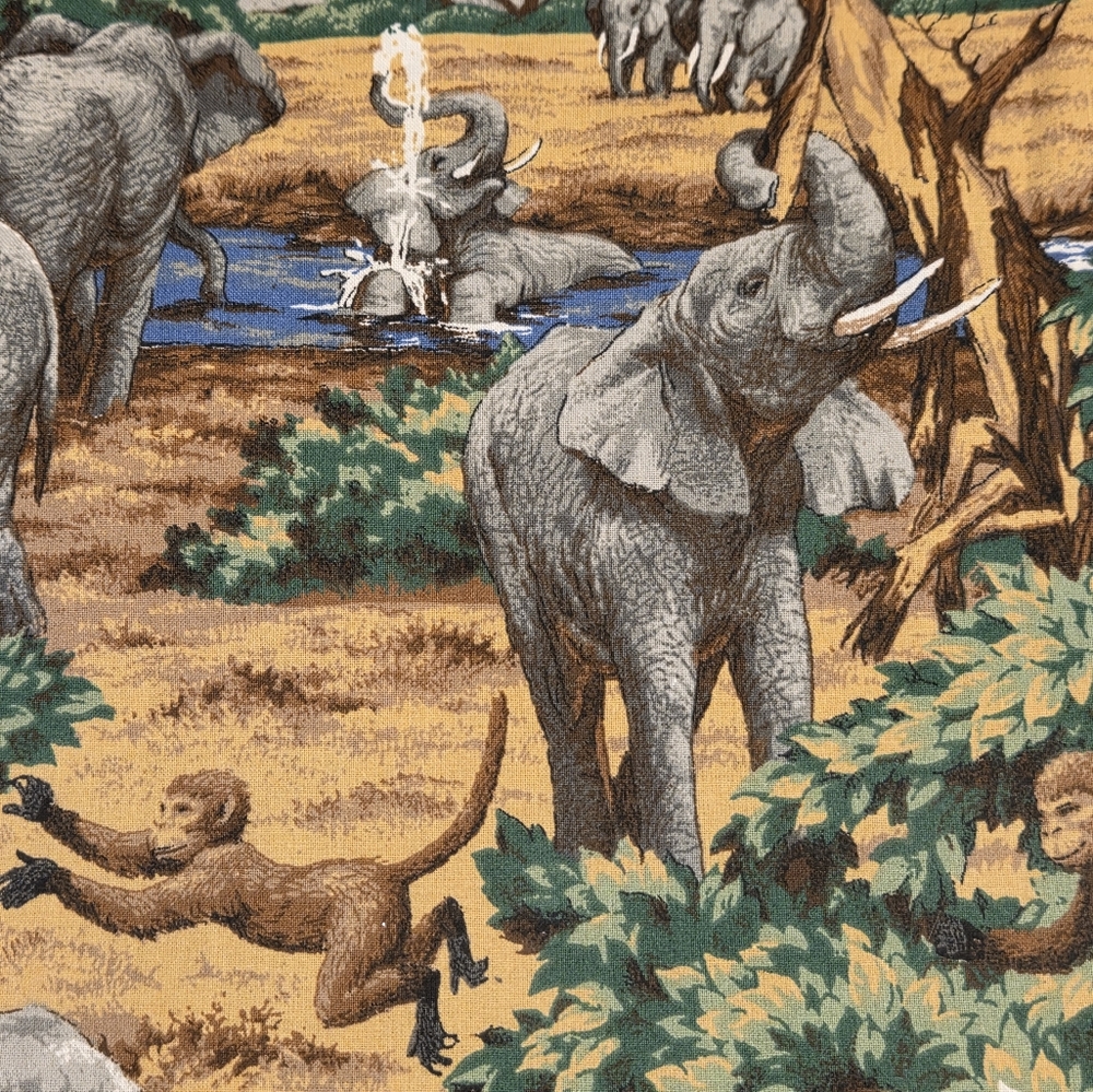 Elephants and Monkeys Jungle Craft Sewing Fabric 44" x 2+ yeds